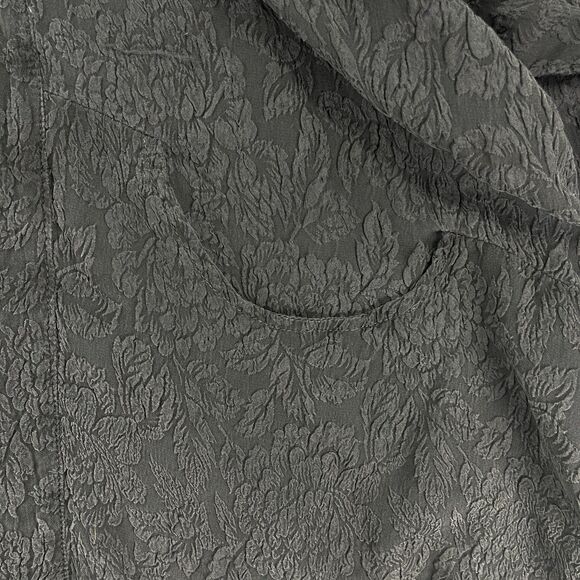 URU Cardigan Jacket Womens 3 Black Jacquard Crinkled Floral Artsy Boho Oversize - Picture 7 of 14